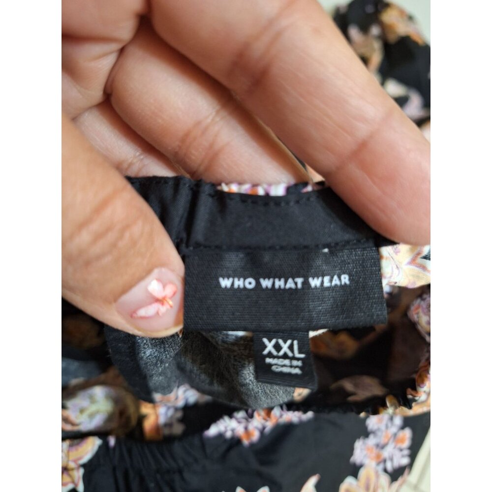Who What Wear Black Floral Midi Dress 100%‎ Cotton Womens Size 2X Summer - Picture 11 of 12